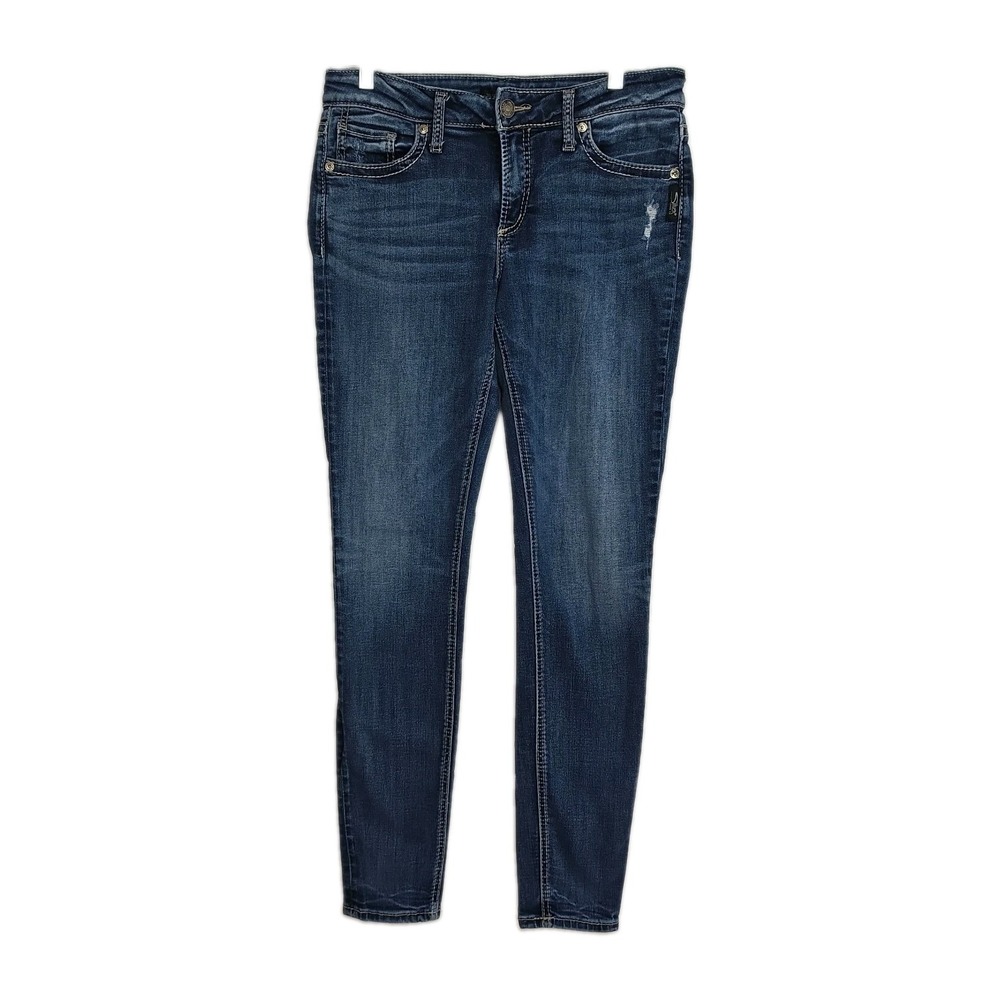 Silver Jeans Co. Suki Skinny Jeans Women's Size 29x31 Med. Wash Blue Distressed